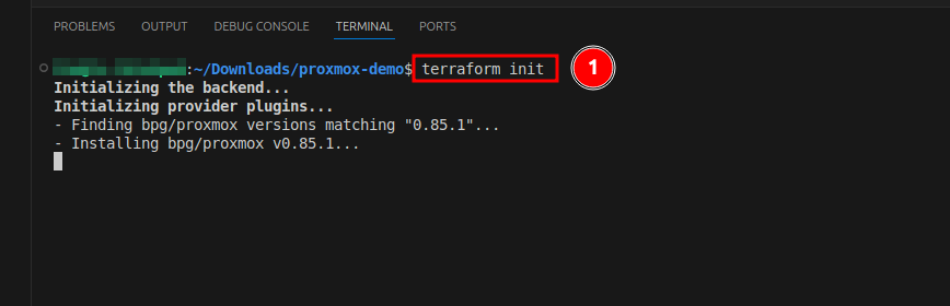 Initialize Terraform in current directory.