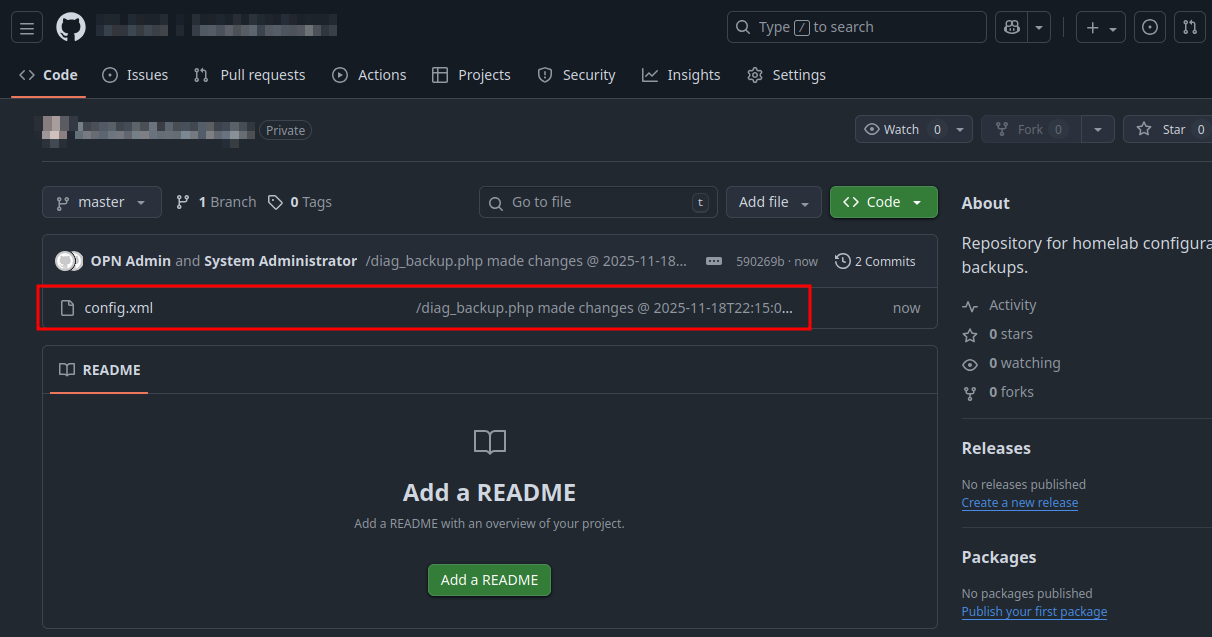 Validation of OPNsense configuration stored in GitHub repository.